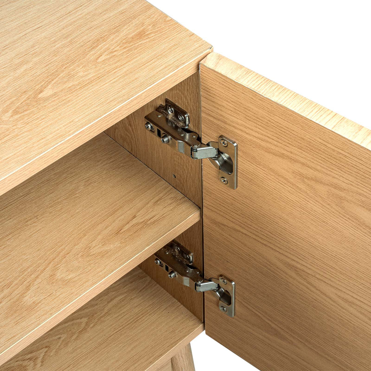 LivaraHome Arcen Lowline 4 Door TV Stand Unit Storage - Natural Oak