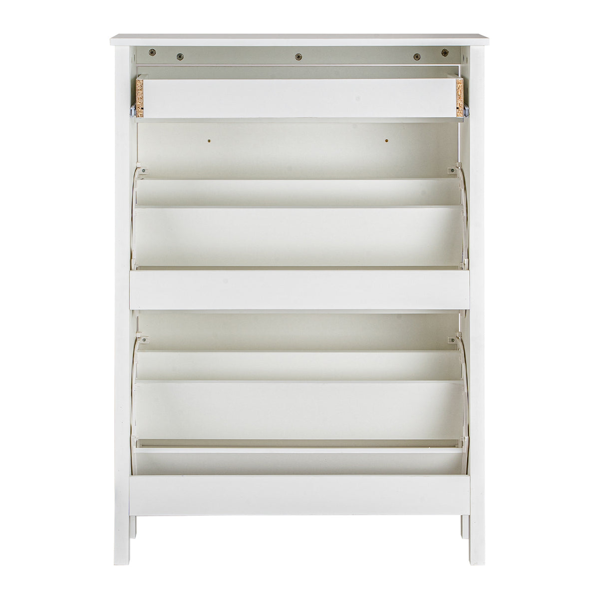 LIVARA Finley White Shoe Cabinet with 2 Flip Drawers Shoe Rack for Entryway