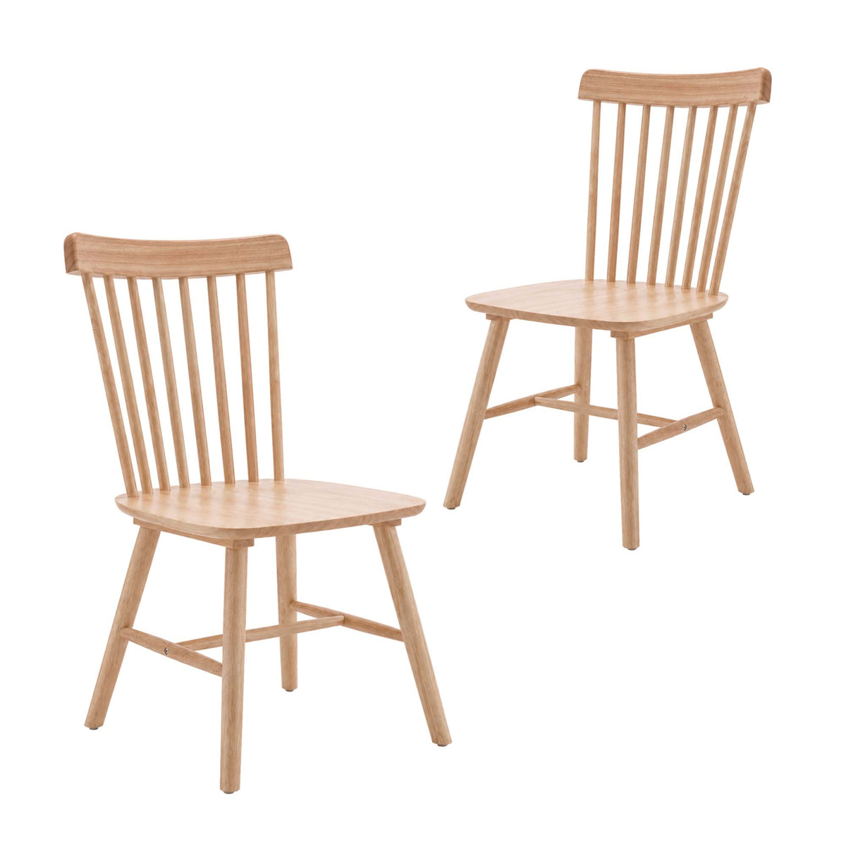 LivaraHome Wins Dining Chairs Slat Back Seat (Set of 2) - Rubberwood