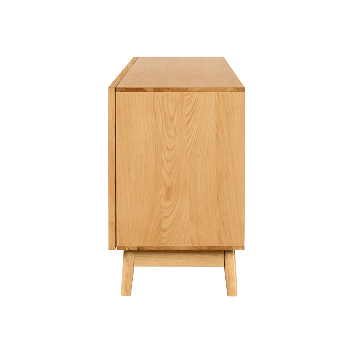 LivaraHome Arcen 4 Door Curved Sideboard Buffet Storage Cabinet - Oak
