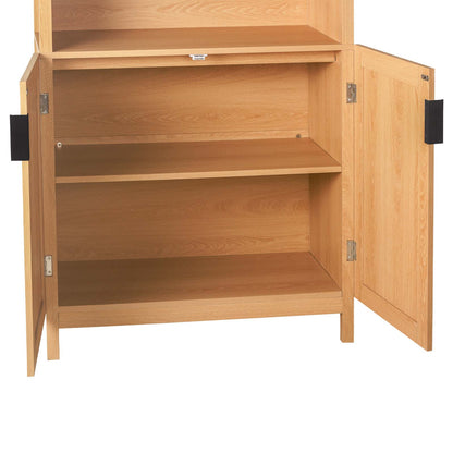 LivaraHome Arlo 2 Door Arched Bookcase Display Storage Cabinet - Natural
