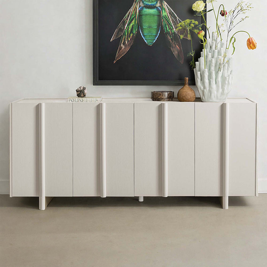 LivaraHome Solis 4 Door Sideboard Panel Buffet Cabinet Credenza - White