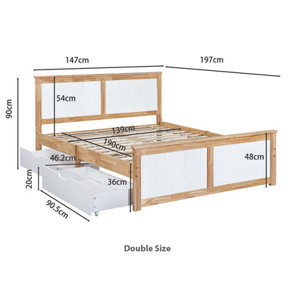 LivaraHome Coco 2 Storage Drawers Bed Frame with Headboard - Natural