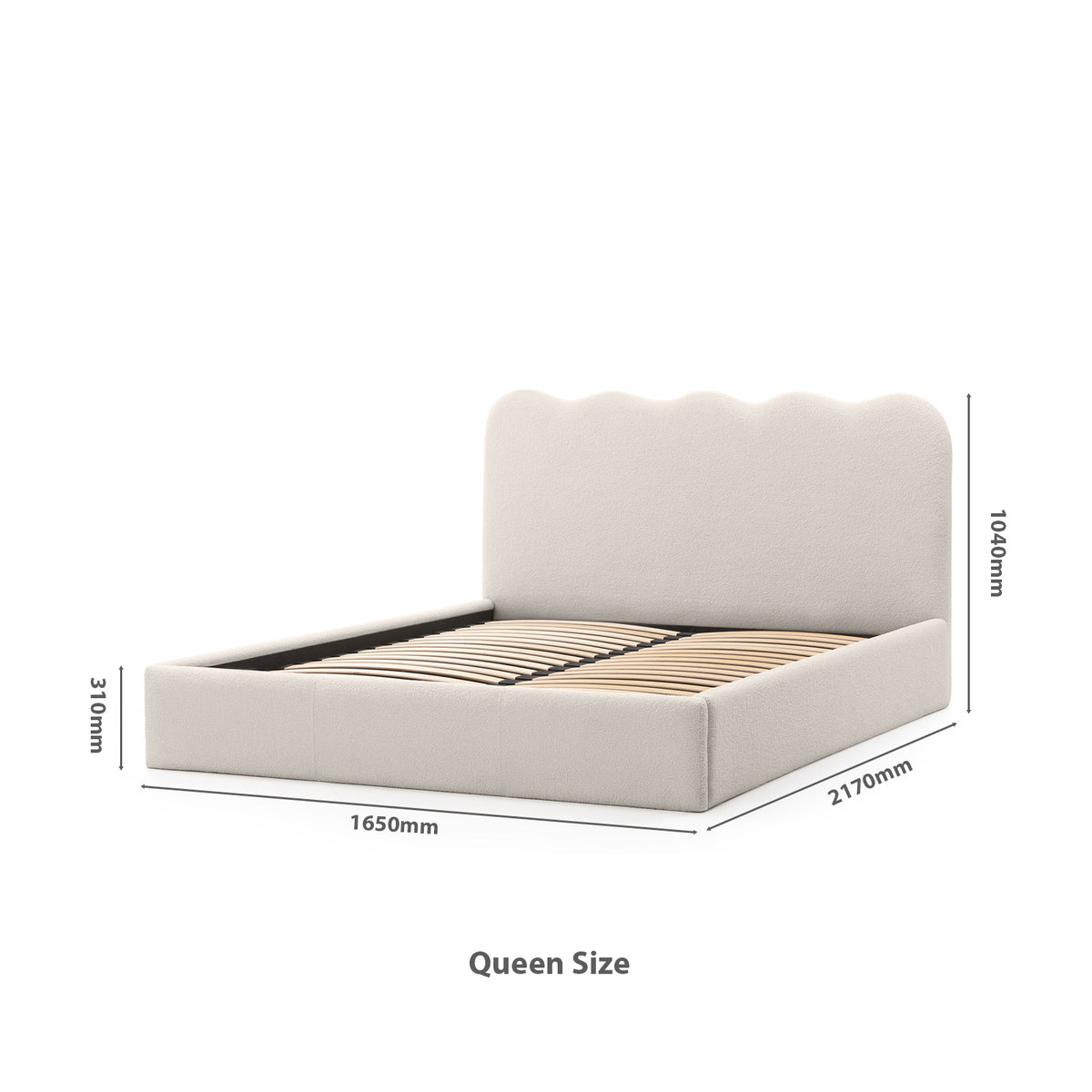 LivaraHome Onda Bouclé Upholstered Gas Lift Storage Bed Frame