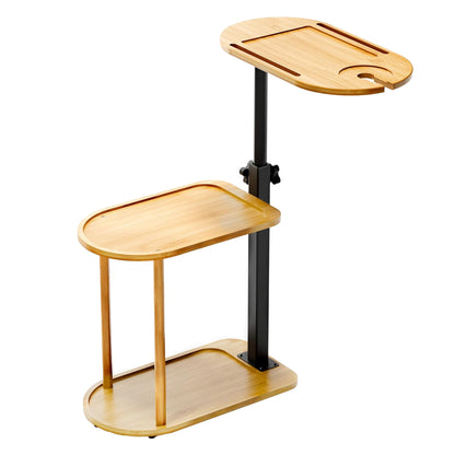 LivaraHome Willie 3 Tier Bamboo & Steel Adjustable Side Table