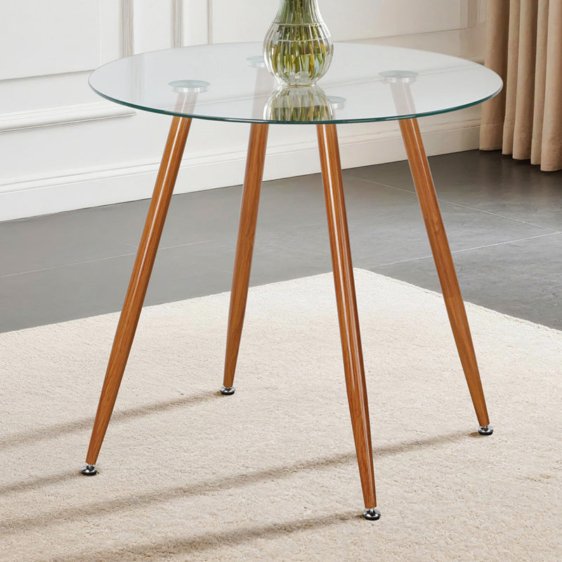 LivaraHome Ryan Glass Dining Table Round Kitchen Table - Modern
