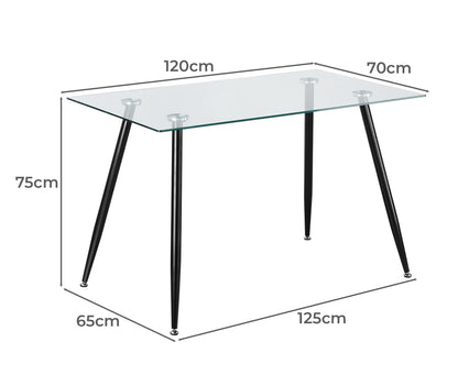 LivaraHome Ryan Rectangular Glass Dining Table - Modern