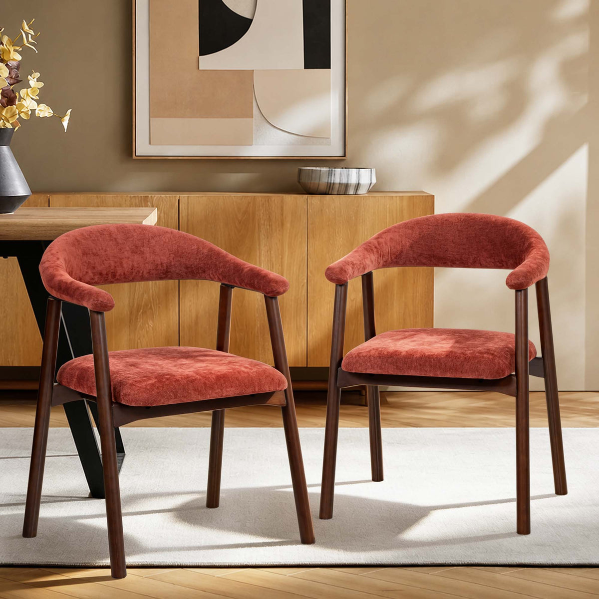 LivaraHome Albi Upholstered Dining Chairs (Set of 2) - Rubberwood