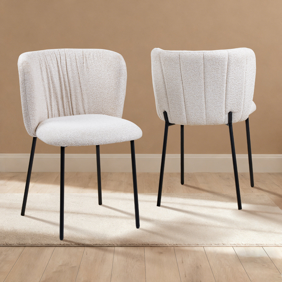 LIVARA Monty Boucle Dining Chairs Upholstered Dinner Chair (Set of 2)