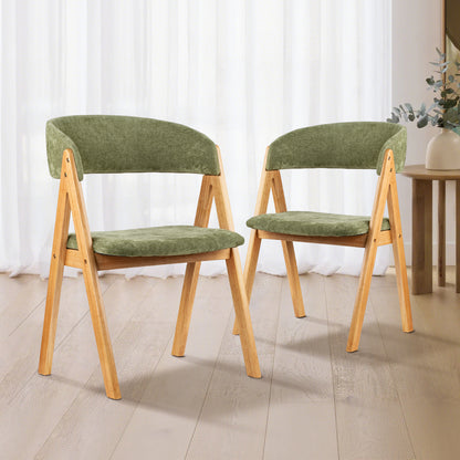 LivaraHome Gaudi Velvet Bouclé Dining Chairs (Set of 2) - Solid Wood