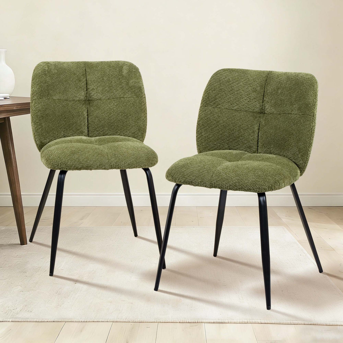 LIVARA Riviera Chenille Dining Chairs Tufted High Back (Set of 2)