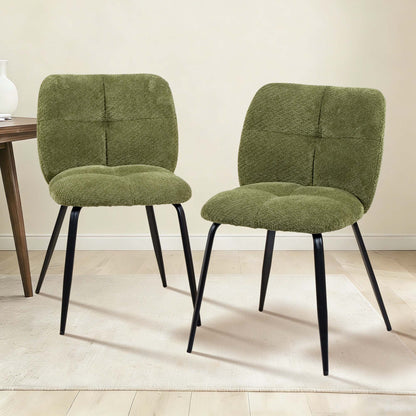 LIVARA Riviera Chenille Dining Chairs Tufted High Back (Set of 2)