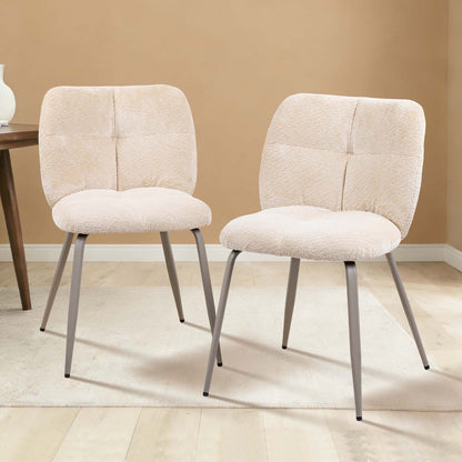 LIVARA Riviera Chenille Dining Chairs Tufted High Back (Set of 2)