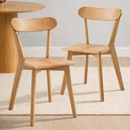 LivaraHome Luis Solid Rubberwood Dining Chairs (Set of 2)