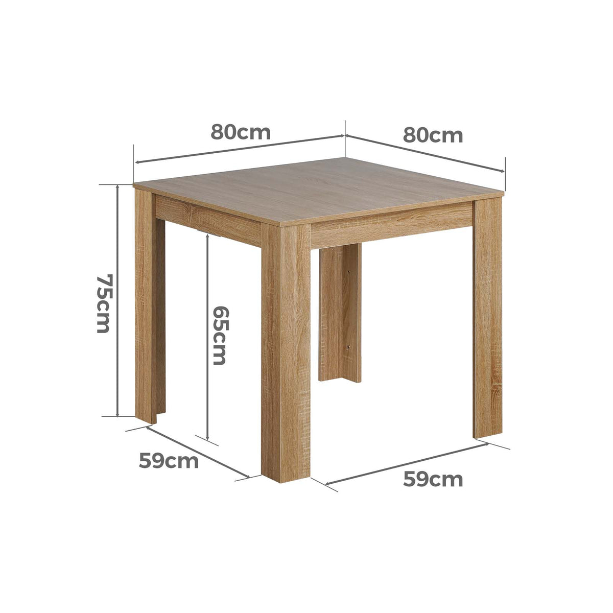 LivaraHome Olson Square Dining Table Natural Kitchen Table for 2-4