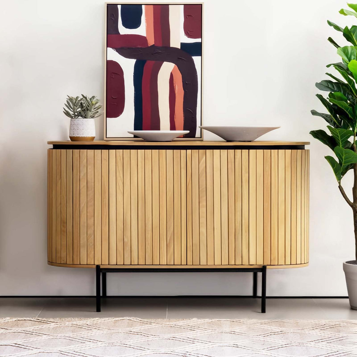 LivaraHome Licia 2 Door Sideboard Buffet Storage Cabinet - Natural