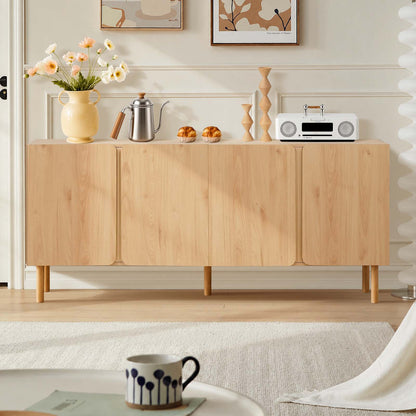 LivaraHome Mossa 4 Door Sideboard Modern Buffet Storage Cabinet - Natural