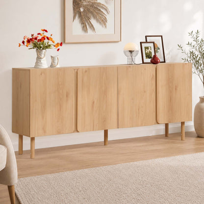 LivaraHome Mossa 4 Door Sideboard Modern Buffet Storage Cabinet - Natural