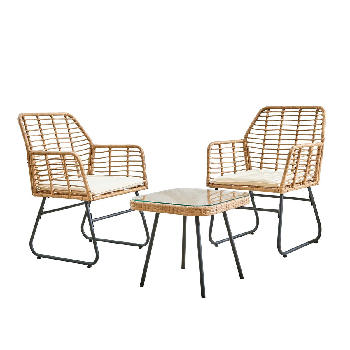 LivaraHome Neo 2 Seater Outdoor Lounge Set Wicker Patio Furniture