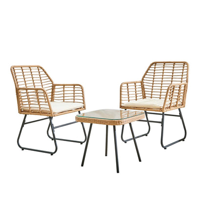 LivaraHome Neo 2 Seater Outdoor Lounge Set Wicker Patio Furniture