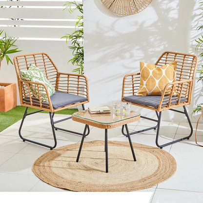 LivaraHome Neo 2 Seater Outdoor Lounge Set Wicker Patio Furniture