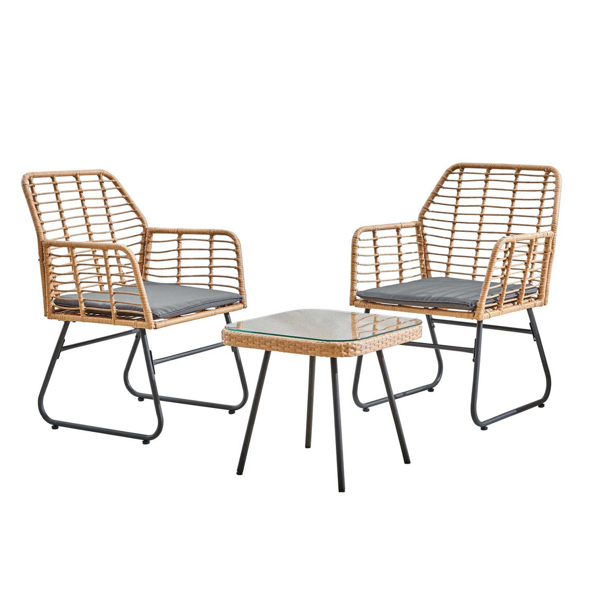 LivaraHome Neo 2 Seater Outdoor Lounge Set Wicker Patio Furniture