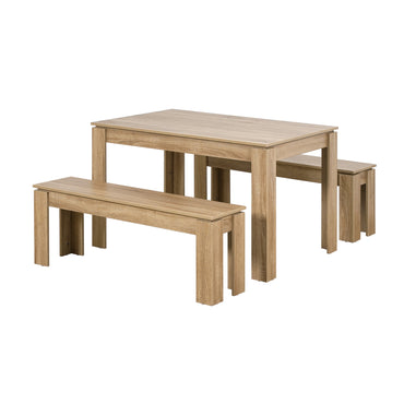 LivaraHome Nook 4 Seater Wooden Dining Table & Bench Set - Natural