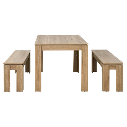 LivaraHome Nook 4 Seater Wooden Dining Table & Bench Set - Natural