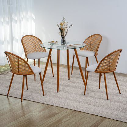 LivaraHome Avila 4 Seater Dining Table & Rattan Chair Set - Natural