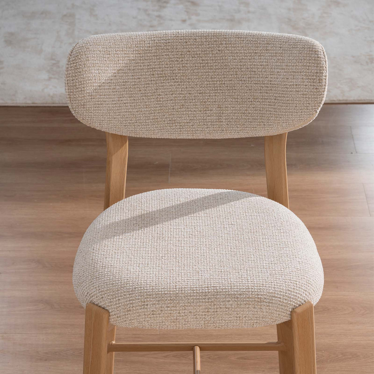 LivaraHome Luna 65cm Chenille Upholstered Bar Stools (Set of 2) - Natural