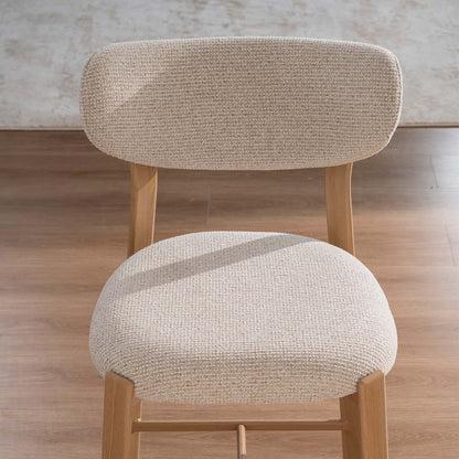 LivaraHome Luna 65cm Chenille Upholstered Bar Stools (Set of 2) - Natural
