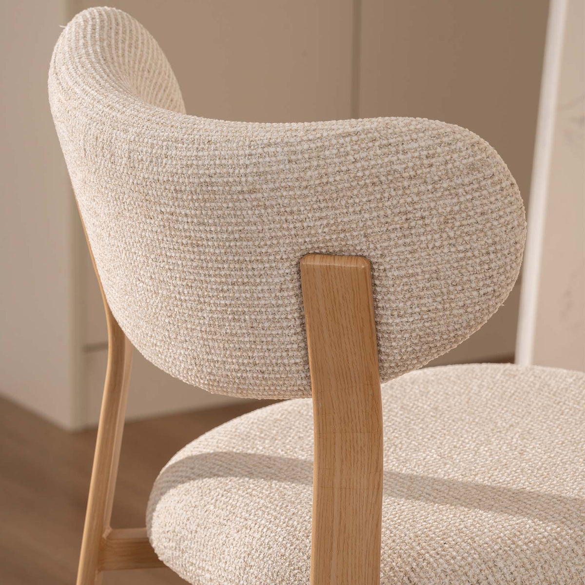 LivaraHome Luna 65cm Chenille Upholstered Bar Stools (Set of 2) - Natural
