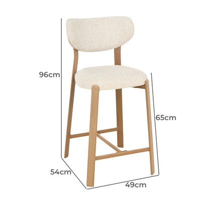 LivaraHome Luna 65cm Chenille Upholstered Bar Stools (Set of 2) - Natural