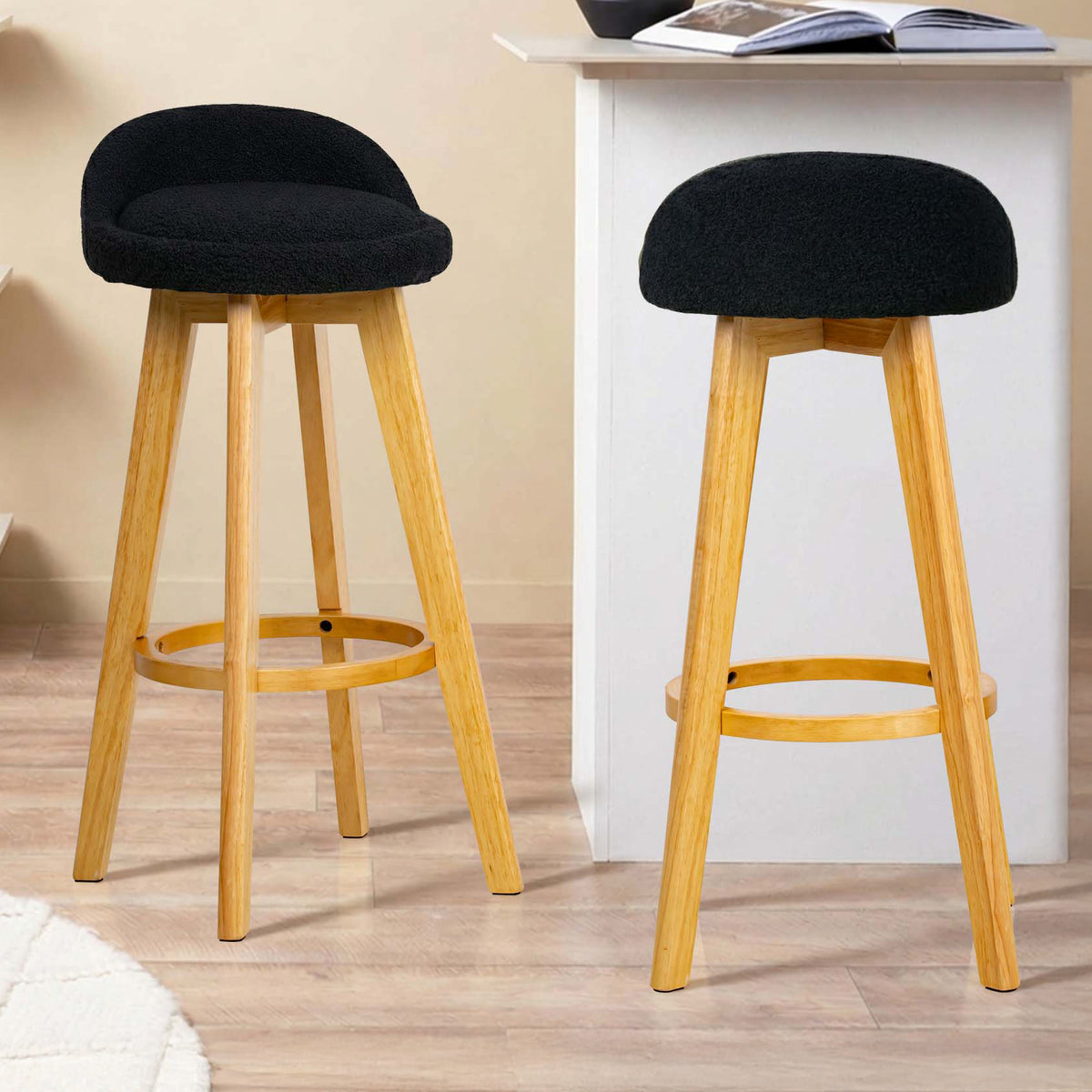 LivaraHome Jamie 71.5cm Bouclé Bar Stools Counter Stools (Set of 2)
