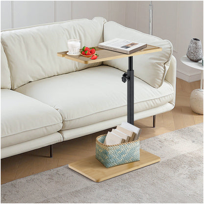 LivaraHome Anita Bamboo & Steel Adjustable Side Table - Natural