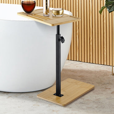 LivaraHome Anita Bamboo & Steel Adjustable Side Table - Natural