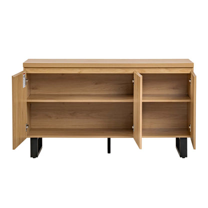 LivaraHome Bridge 3 Door Sideboard Storage Cabinet Buffet - Natural
