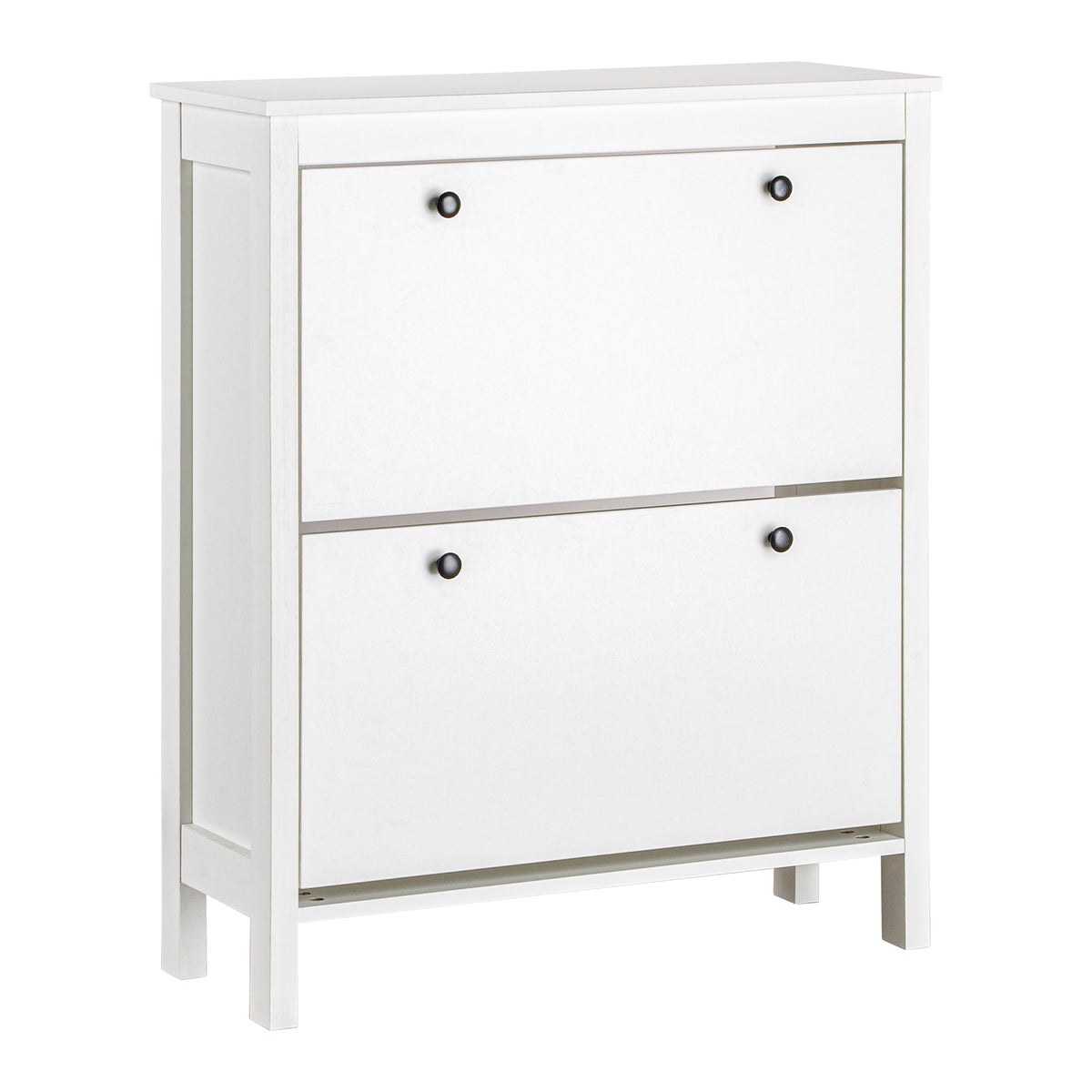 LivaraHome Hemnes 2 Flip Drawer Slim Shoe Storage Cabinet - White