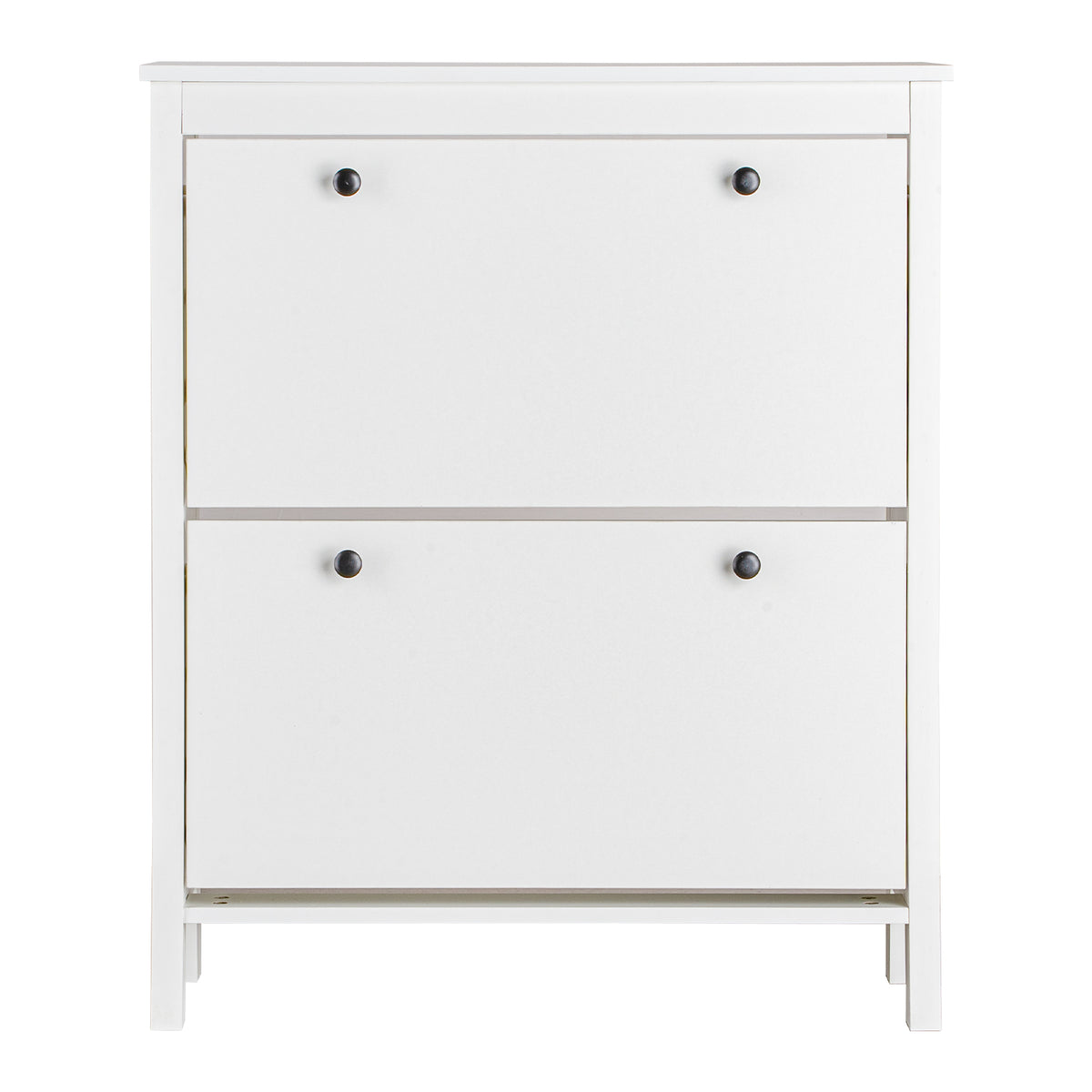 LivaraHome Hemnes 2 Flip Drawer Slim Shoe Storage Cabinet - White