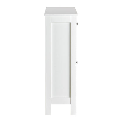 LivaraHome Hemnes 2 Flip Drawer Slim Shoe Storage Cabinet - White