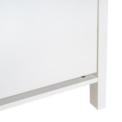 LivaraHome Hemnes 2 Flip Drawer Slim Shoe Storage Cabinet - White