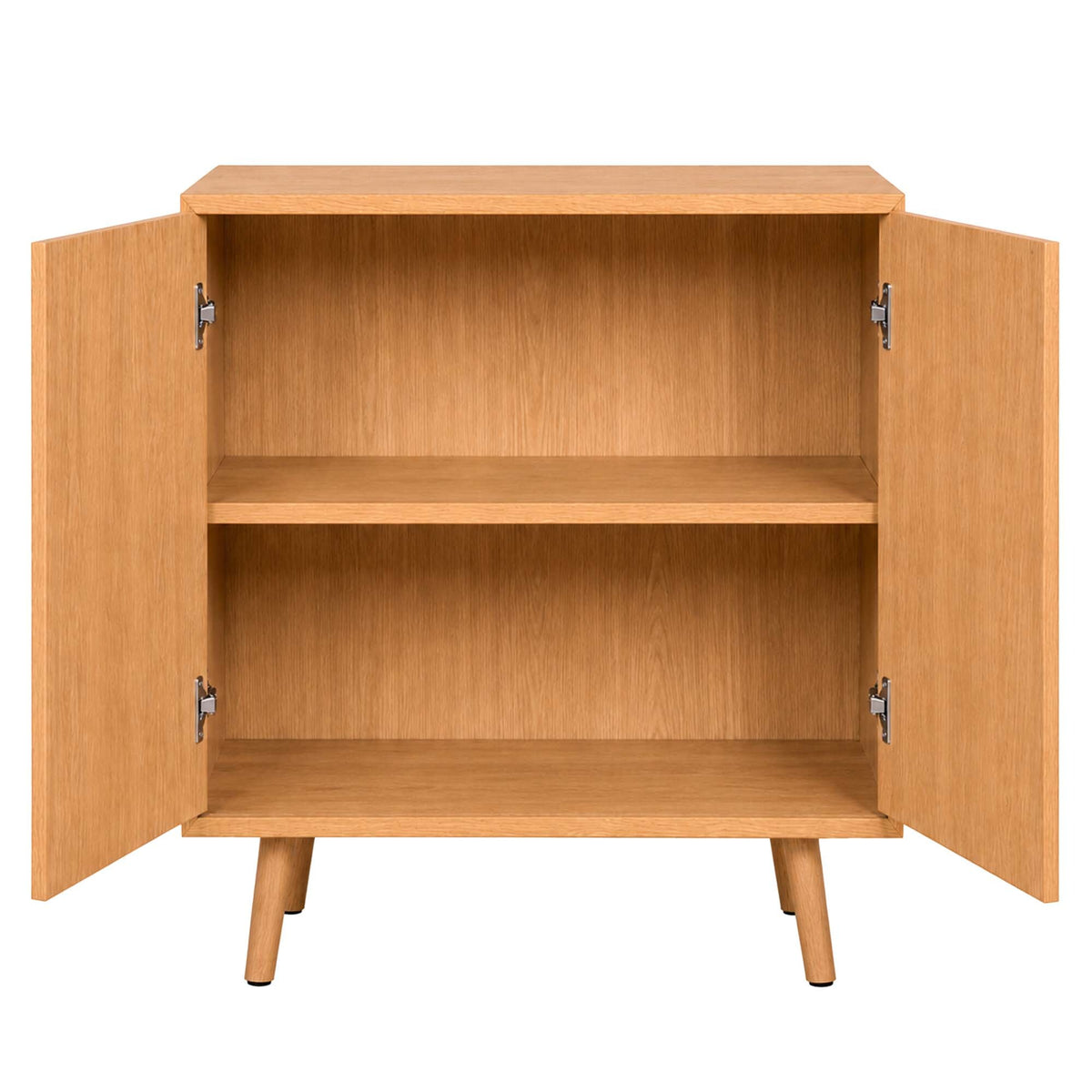 LivaraHome Arcen 2 Door Sideboard Curved Buffet Credenza - Oak