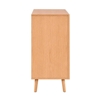 LivaraHome Arcen 2 Door Sideboard Curved Buffet Credenza - Oak