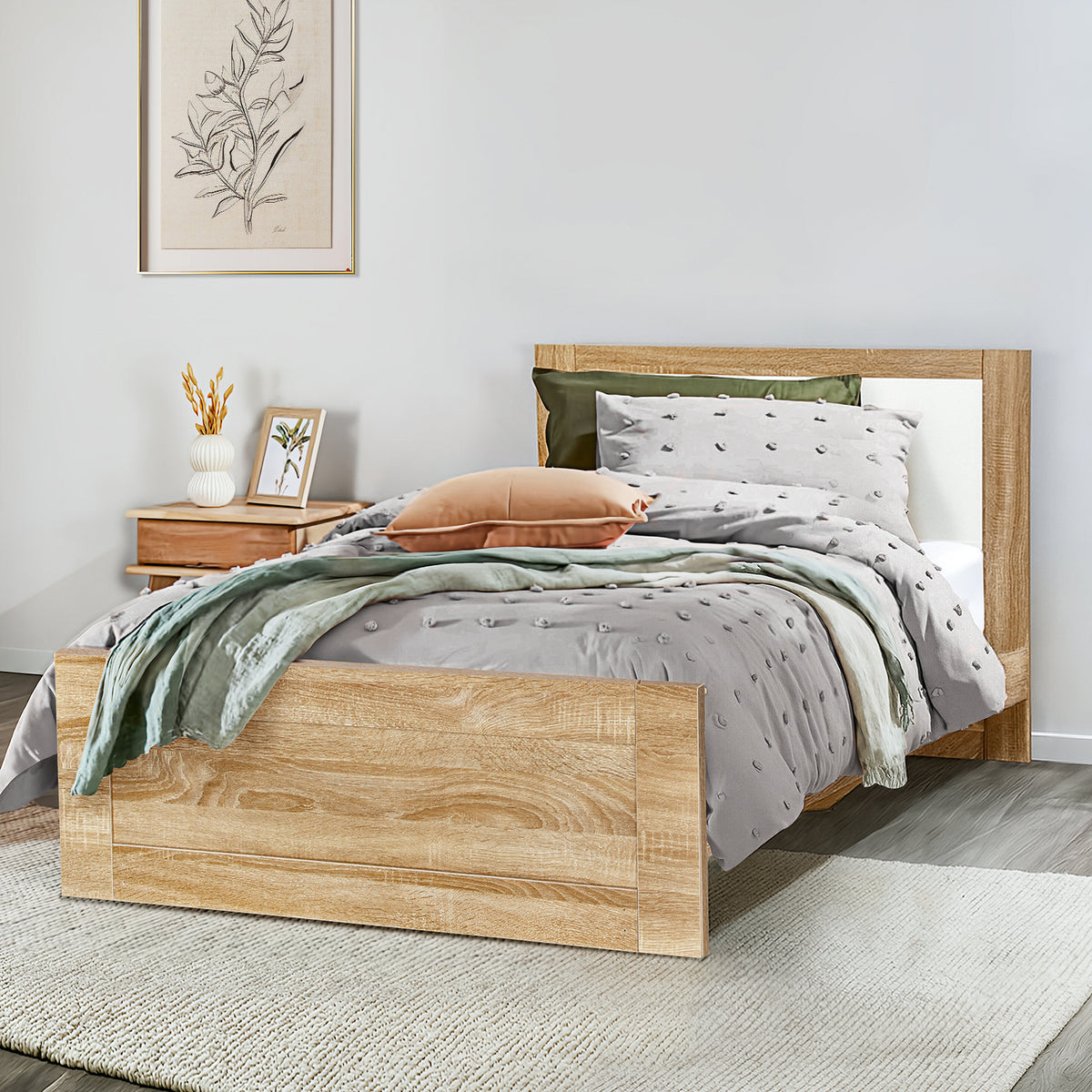 LivaraHome Hali Platform Bed Scandinavian Bed Frame - Natural