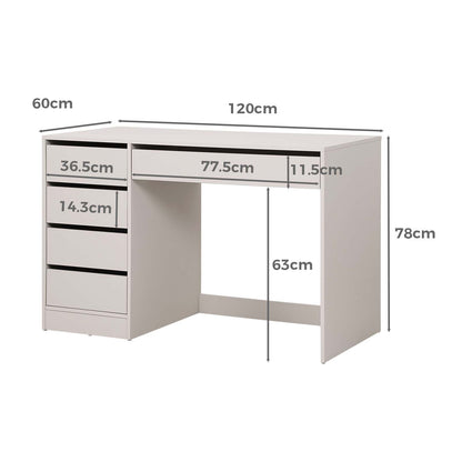 LivaraHome Ada 5 Drawer Computer Desk Storage Study Table - White