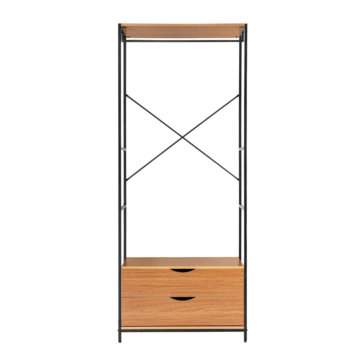 LivaraHome Sonoma 2 Drawer Clothes Rack Natural Garment Rack - Modern