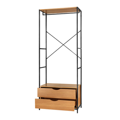 LivaraHome Sonoma 2 Drawer Clothes Rack Natural Garment Rack - Modern
