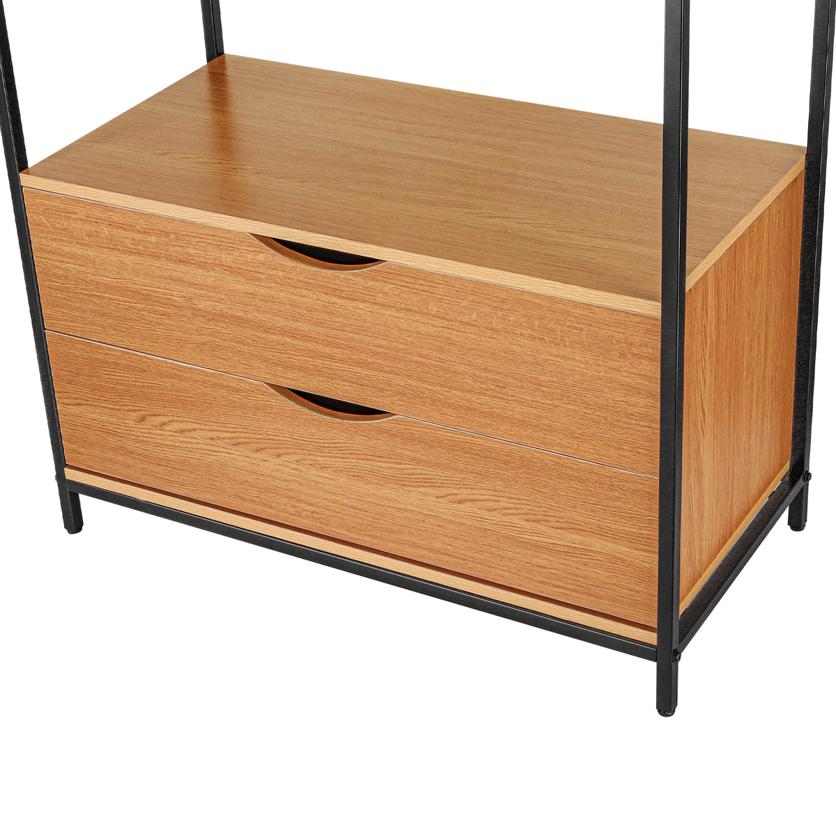 LivaraHome Sonoma 2 Drawer Clothes Rack Natural Garment Rack - Modern