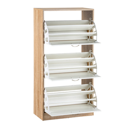 LivaraHome Anau 3 Door Shoe Cabinet Storage Entryway Organiser