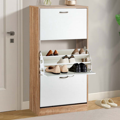 LivaraHome Anau 3 Door Shoe Cabinet Storage Entryway Organiser